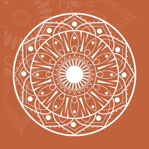 Diseño de mandala adornado en fondo de terracota