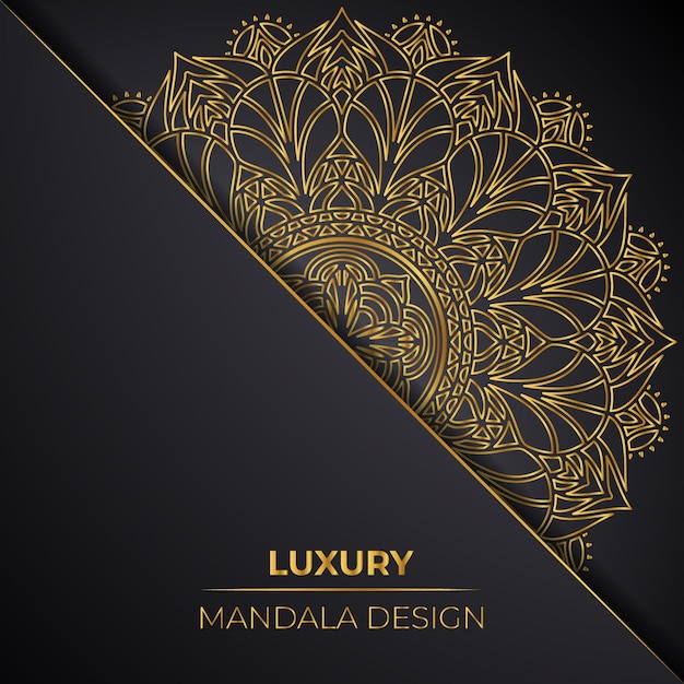 Vector diseño de mandala de adorno de lujo con fondo decorativo dorado