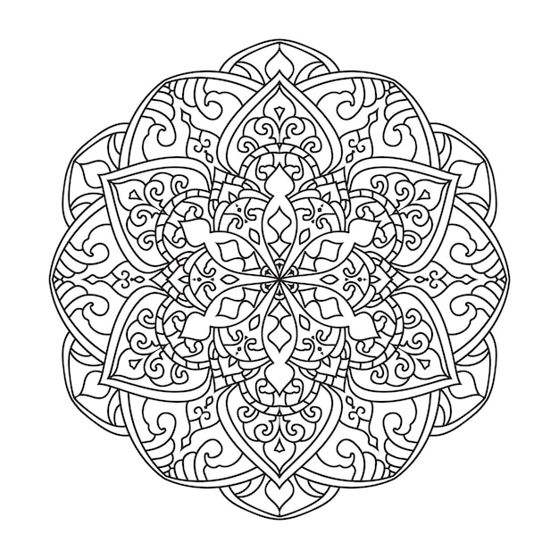 Diseño de mandala para adultos página de colorear Diseño de contorno de mandala vectorial