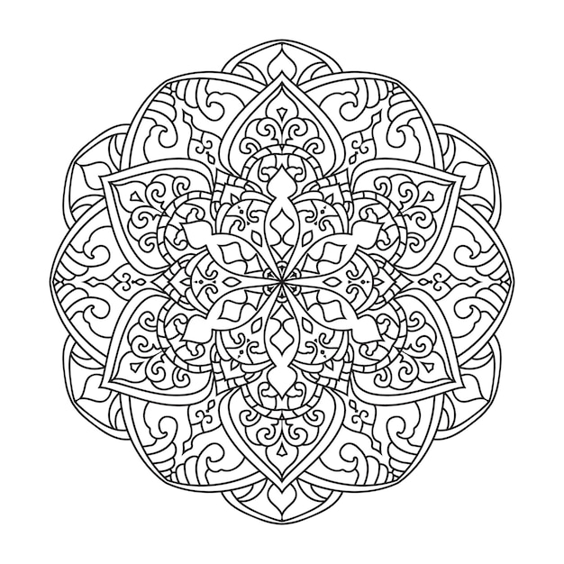 Diseño de mandala para adultos página de colorear diseño de contorno de mandala vectorial