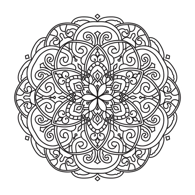 Diseño de mandala para adultos página de colorear diseño de contorno de mandala vectorial