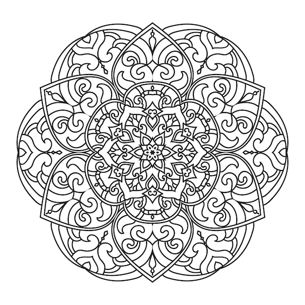 Diseño de mandala para adultos página de colorear diseño de contorno de mandala vectorial