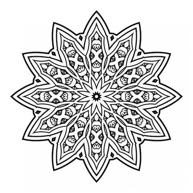 Vector diseño de mandala en blanco y negro con adorno