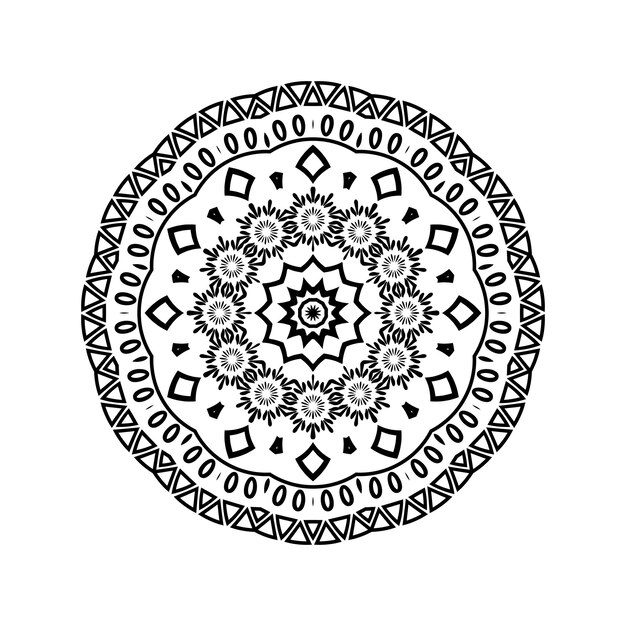 Diseño de mandala en blanco y negro dibujado a mano