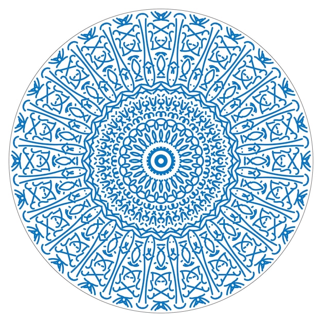 Diseño de mandala en blanco y negro en ilustración vectorial gráficos de mandala vectorial ornamento elemento redondo