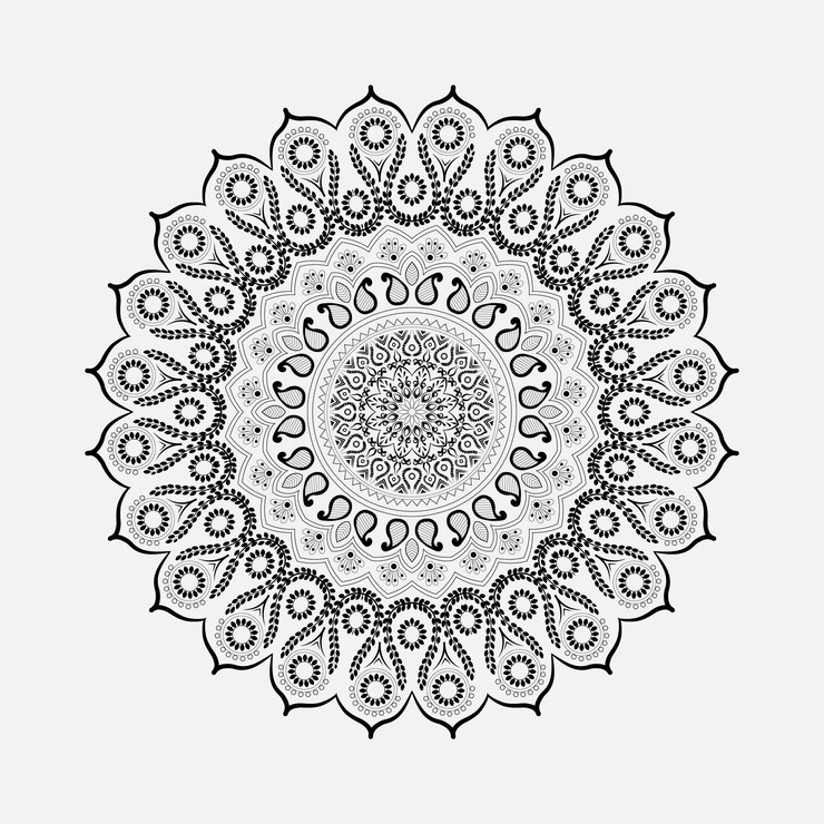 Diseño de Mandala en blanco y negro