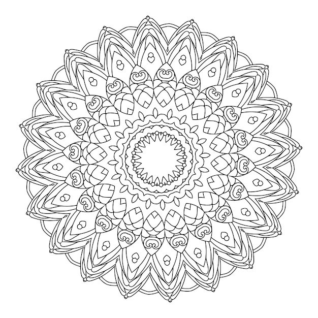 Diseño de mandala en blanco y negro