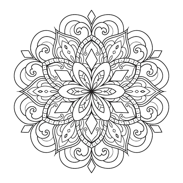 Diseño de mandala para colorear para adultos. adorno redondo decorativo.