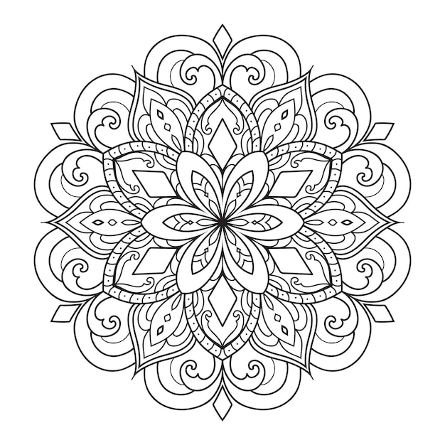 Diseño de mandala para colorear para adultos. adorno redondo decorativo.