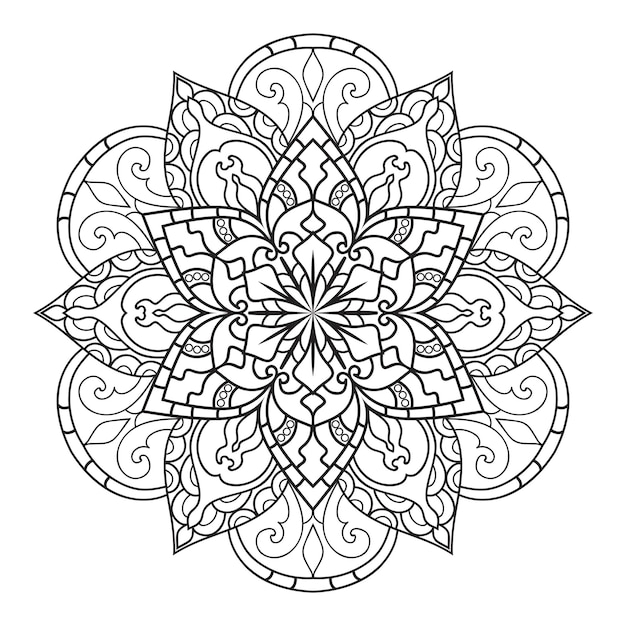 Diseño de mandala para colorear para adultos. adorno redondo decorativo.