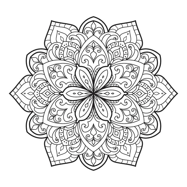 Diseño de mandala para colorear para adultos. adorno redondo decorativo.