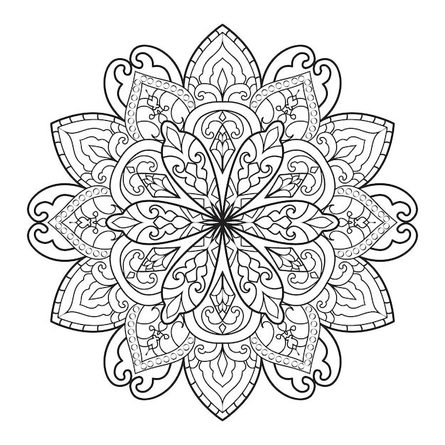 Diseño de mandala para colorear para adultos. adorno redondo decorativo.