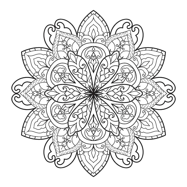 Diseño de mandala para colorear para adultos. adorno redondo decorativo.