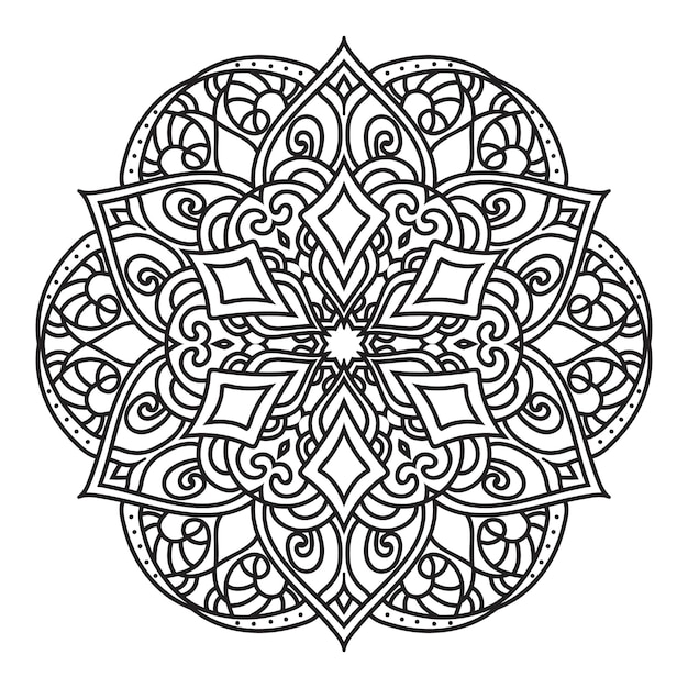 Diseño de mandala para colorear para adultos. adorno redondo decorativo.