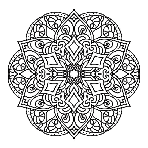 Diseño de mandala para colorear para adultos. adorno redondo decorativo.