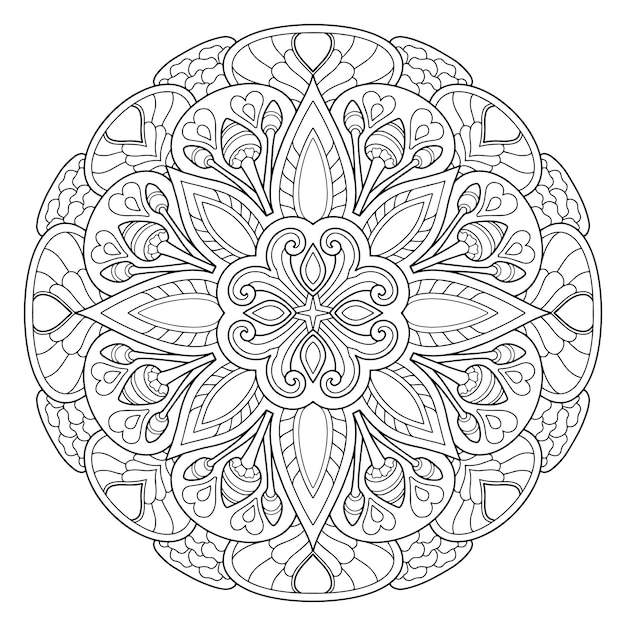 Diseño de mandala para colorear para adultos.