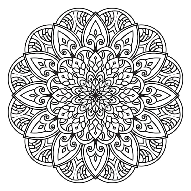 Diseño de mandala para colorear para adultos.