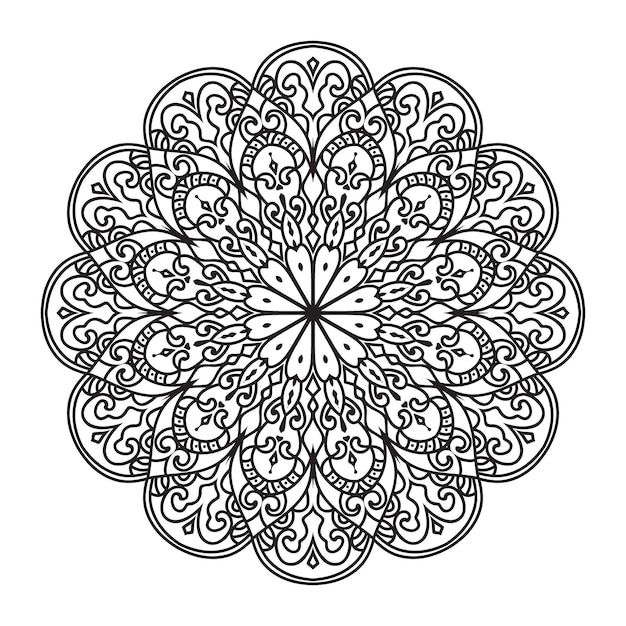 Diseño de mandala para colorear para adultos.