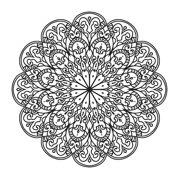 Diseño de mandala para colorear para adultos.