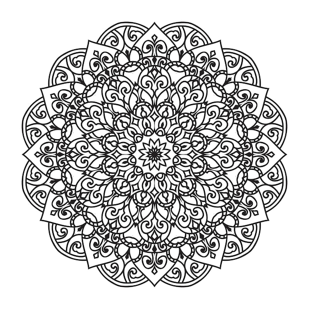 Diseño de mandala para colorear para adultos.