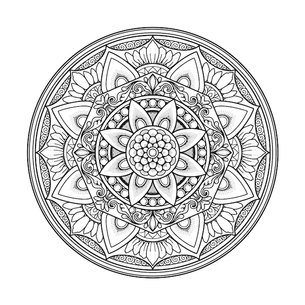 Diseño de Mandala para colorear página adulto