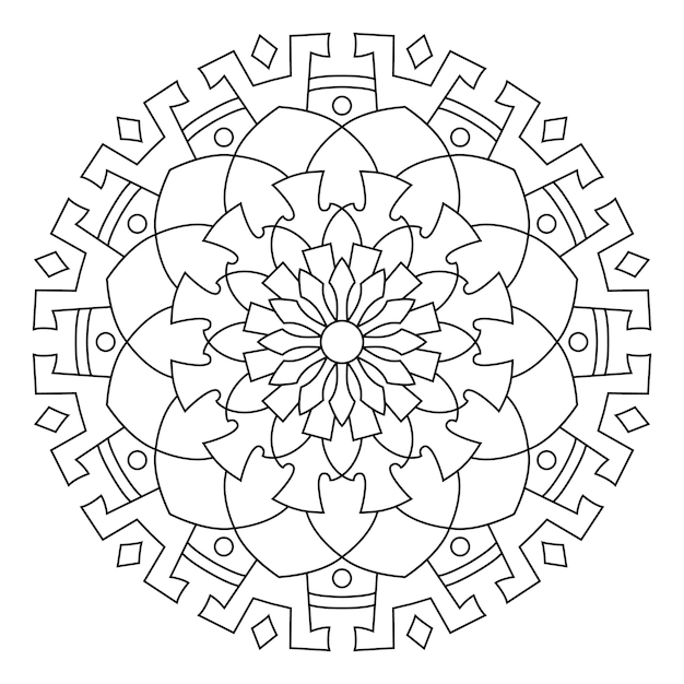 Diseño de mandala para colorear página decorativa ornamento redondo patrón de terapia antiestrés logotipo de yoga