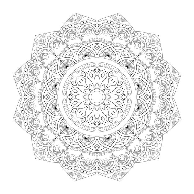 Vector diseño de mandala para colorear página con patrones de mandala de arte de línea de estilo étnico floral en blanco y negro