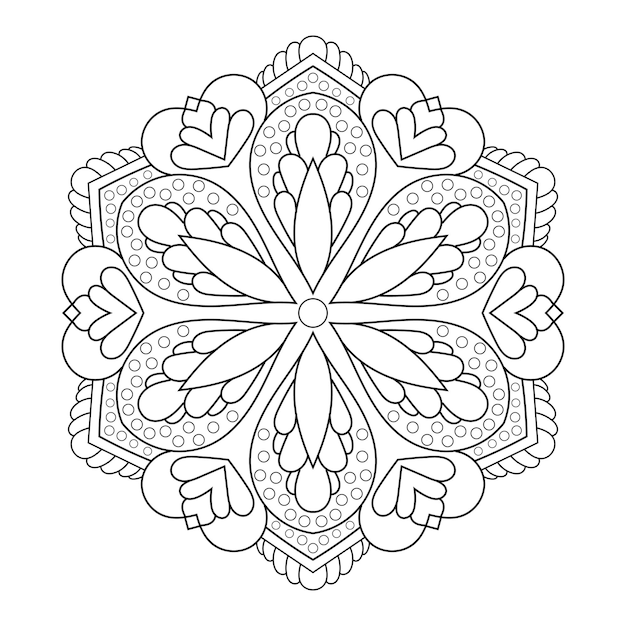 Vector diseño de mandala para colorear página con patrones de mandala de arte de línea de estilo étnico floral en blanco y negro