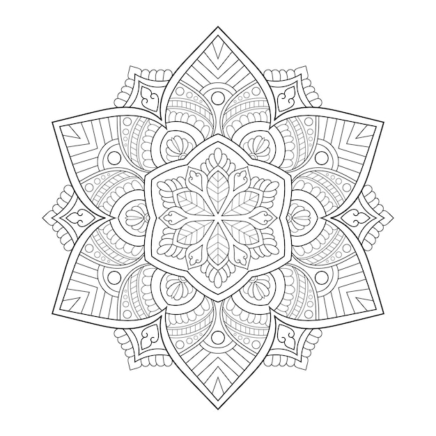 Vector diseño de mandala para colorear página con patrones de mandala de arte de línea de estilo étnico floral en blanco y negro