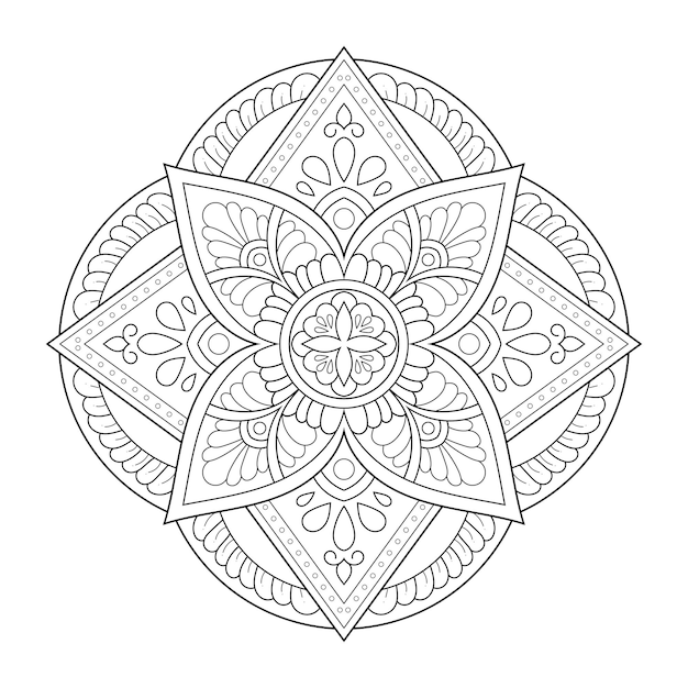 Vector diseño de mandala para colorear página con patrones de mandala de arte de línea de estilo étnico floral en blanco y negro