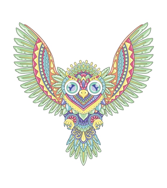 Diseño de mandala colorido búho