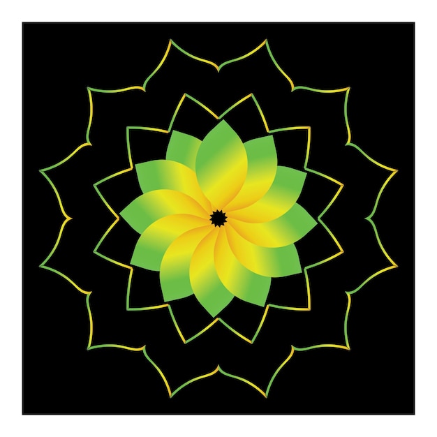 Vector diseño de mandala colorido y fondo negro