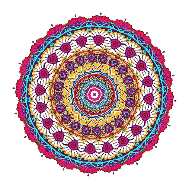 Diseño de mandala colorido ornamental de lujo Forma de flor inusual. oriental