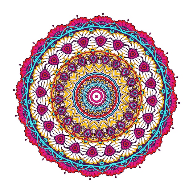 Diseño de mandala colorido ornamental de lujo Forma de flor inusual. oriental