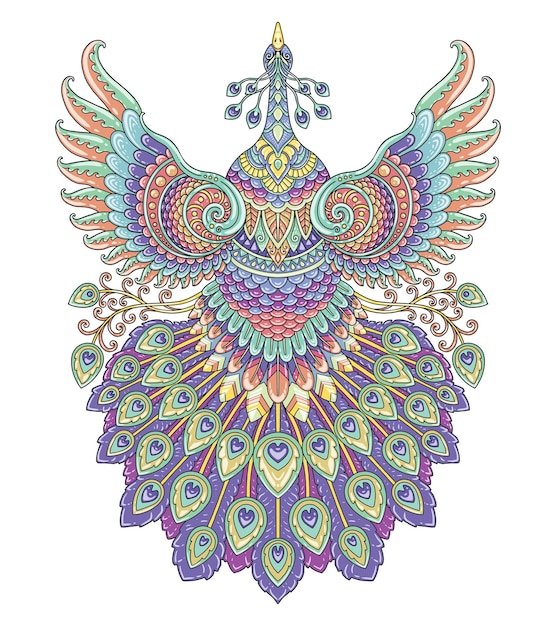 Diseño de mandala colorido pavo real