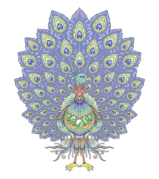 Vector diseño de mandala colorido pavo real