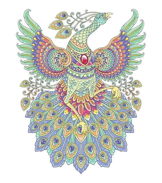 Vector diseño de mandala colorido pavo real