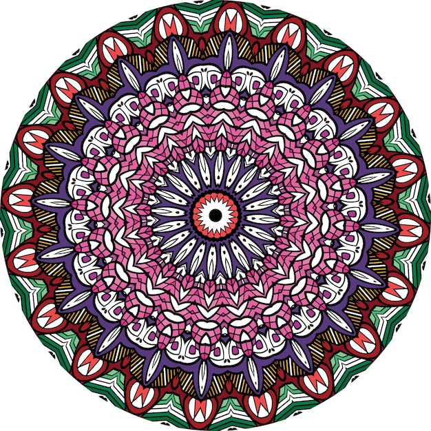Diseño de mandala colorido sobre fondo blanco. Patrones de Terapia Antiestrés