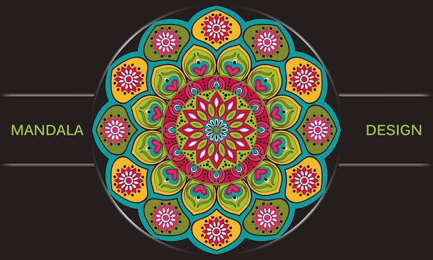 Diseño de mandala colorido vectorial Diseño de ornamento étnico