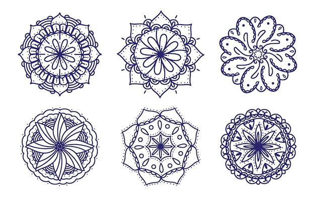 Diseño de mandala conjunto de elementos geométricos diseño de arte de línea para el saludo de la tarjeta de patrón