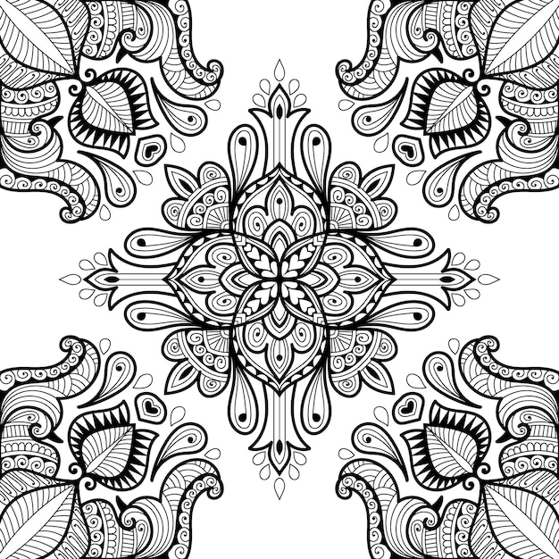 Diseño de mandala detallado decorativo para libro de colorear con estilo henna mehndi