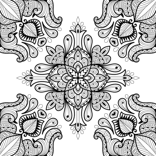 Diseño de mandala detallado decorativo para libro de colorear con estilo henna mehndi