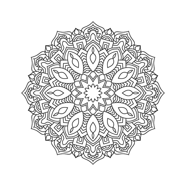 Diseño de mandala dibujado a mano para adhesivos textiles para libros de colorear de yoga