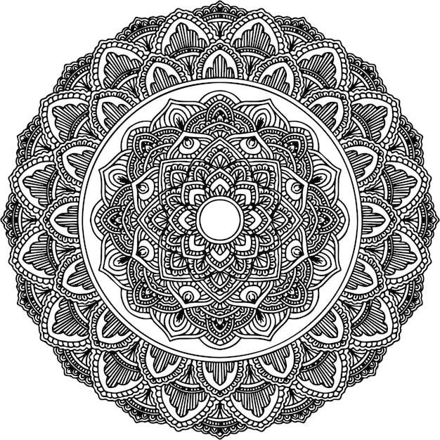 diseño de mandala de diseño redondo negro y diseño de primum rangoli