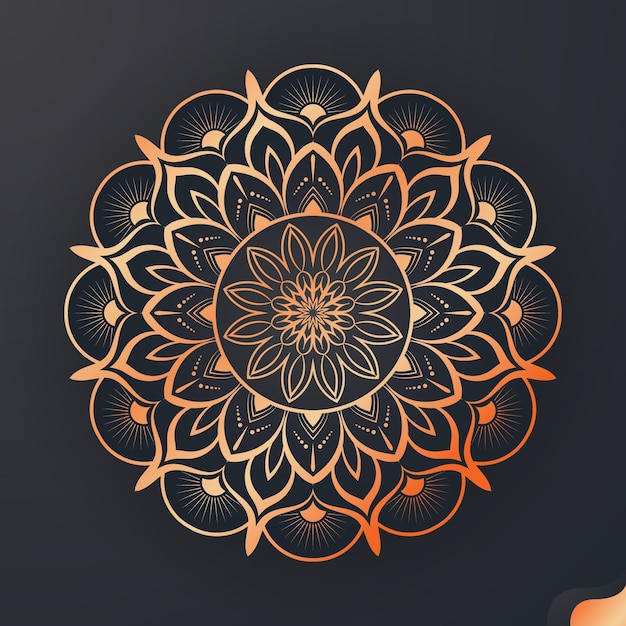 Diseño de mandala dorado y diseño de fondo de mandala