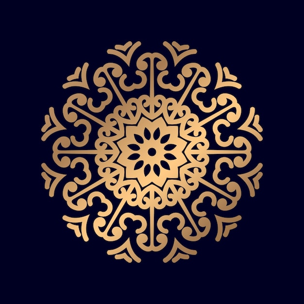 Diseño de mandala dorado con fondo de patrón de lujo