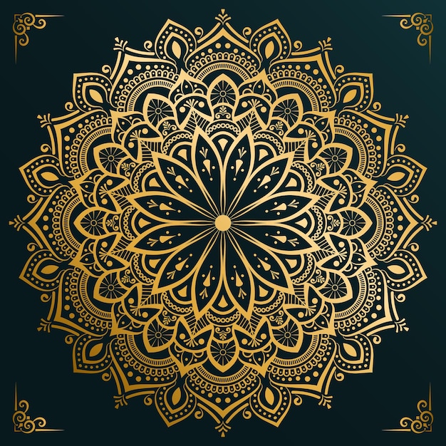 Vector diseño de mandala dorado de lujo abstracto para tarjetas de invitación de boda o festivales islámicos