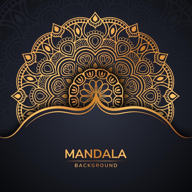 Diseño de mandala dorado de lujo con fondo