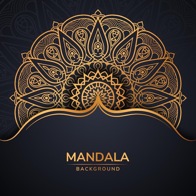 Diseño de mandala dorado de lujo con fondo