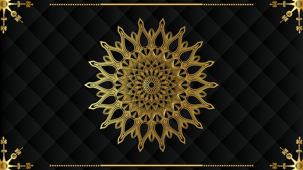 Diseño de mandala dorado de lujo moderno con fondo negro